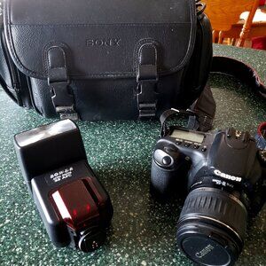 Canon Digital EOS 20D Camera with lens, flash and bag
